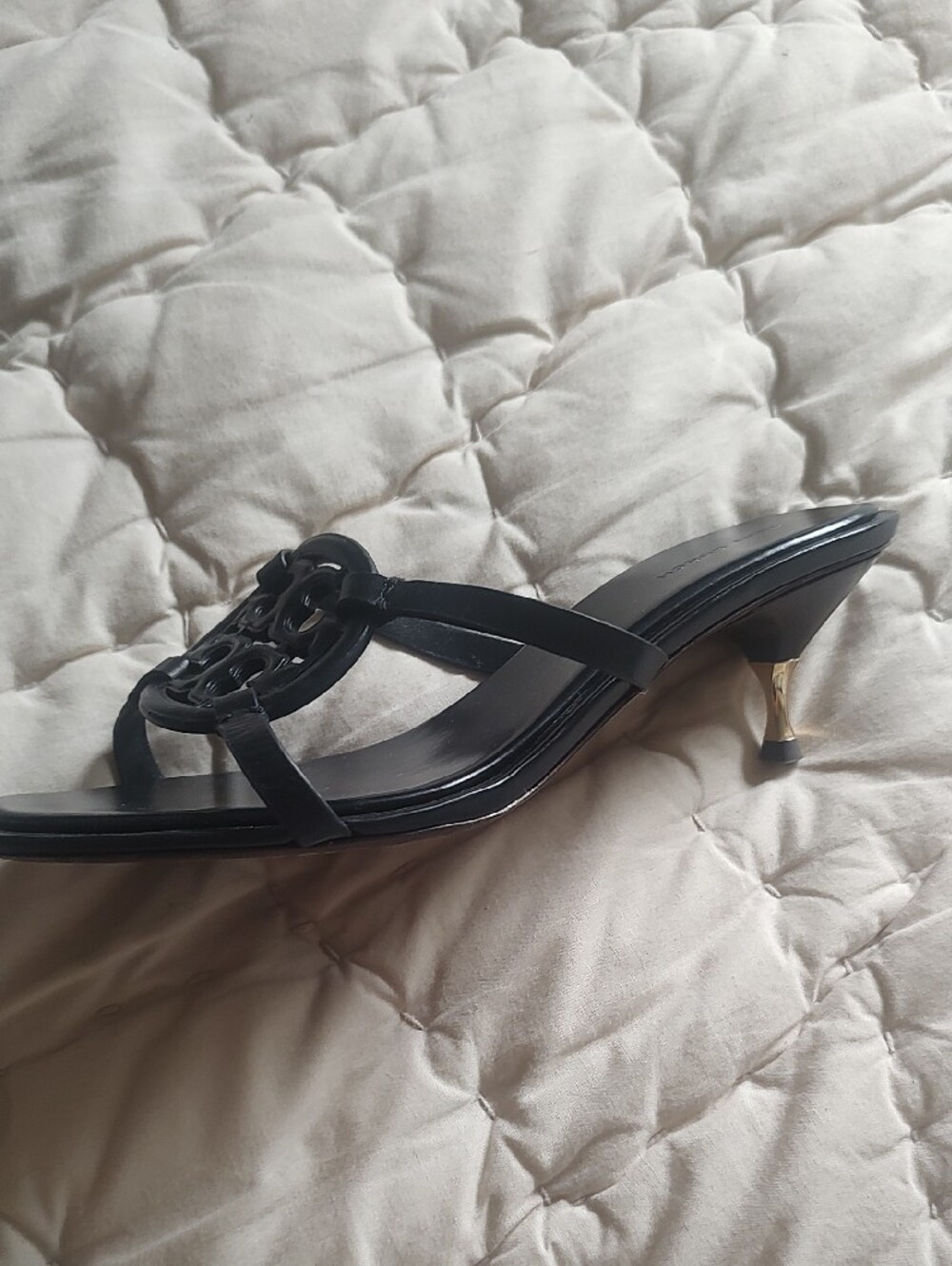 Tory Burch Black Logo Circle Slide Sandals - Picture 2 of 2